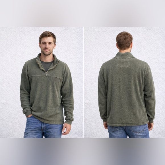 Van Heusen Studio Knit 1/4 Zip Pullover – Green – Size M - Picture 2 of 10